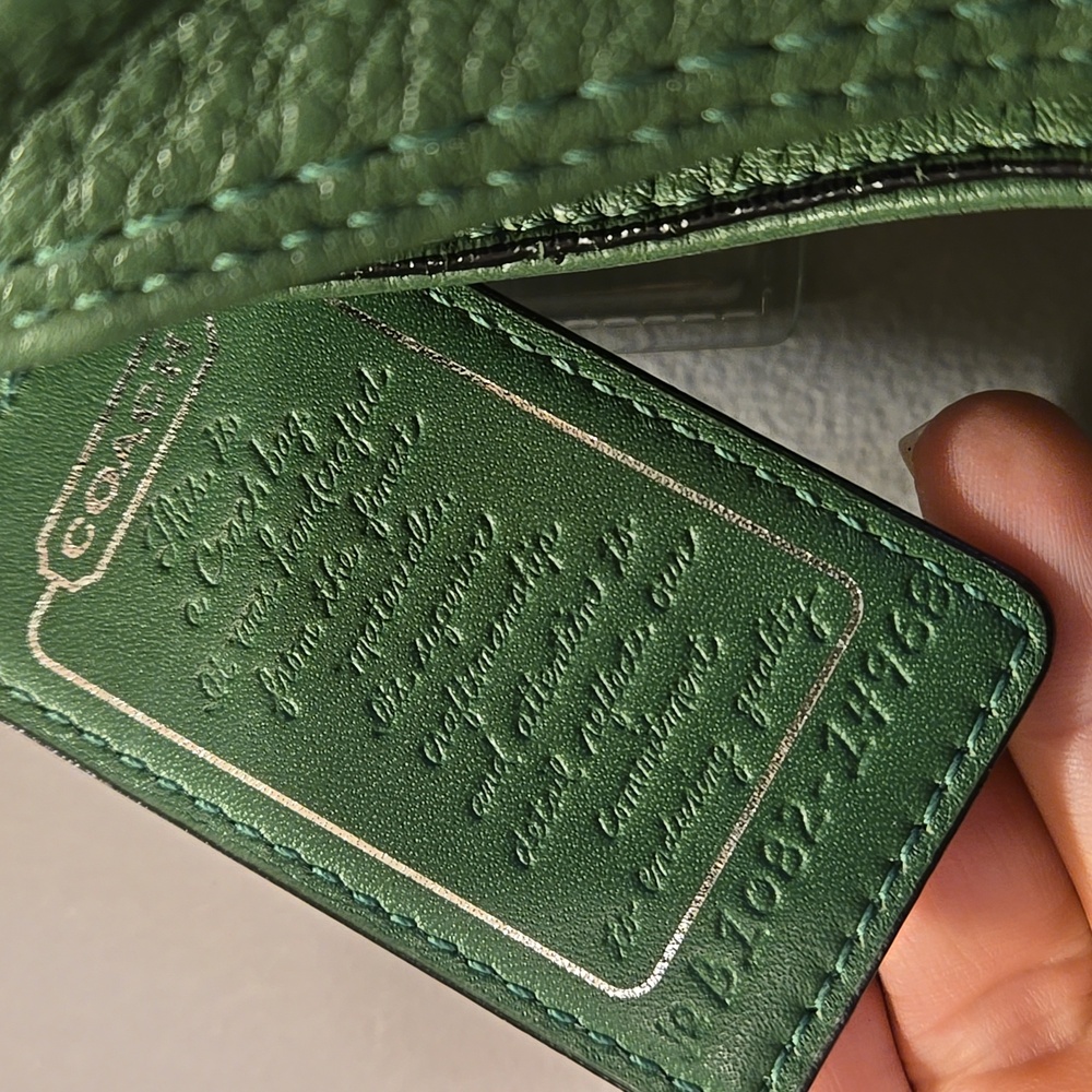 Coach Vintage "Julia" Green Pebble Leather Hobo Bag RARE - Picture 6 of 10